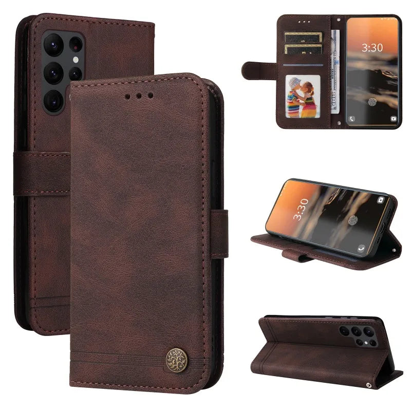 Samsung Galaxy - Flip Wallet Vegan Leather Case