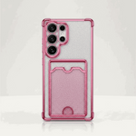 Samsung Galaxy - Glitter Case in pink and silver glitter with a raised bumper, triple-camera cutout and rear card holder
