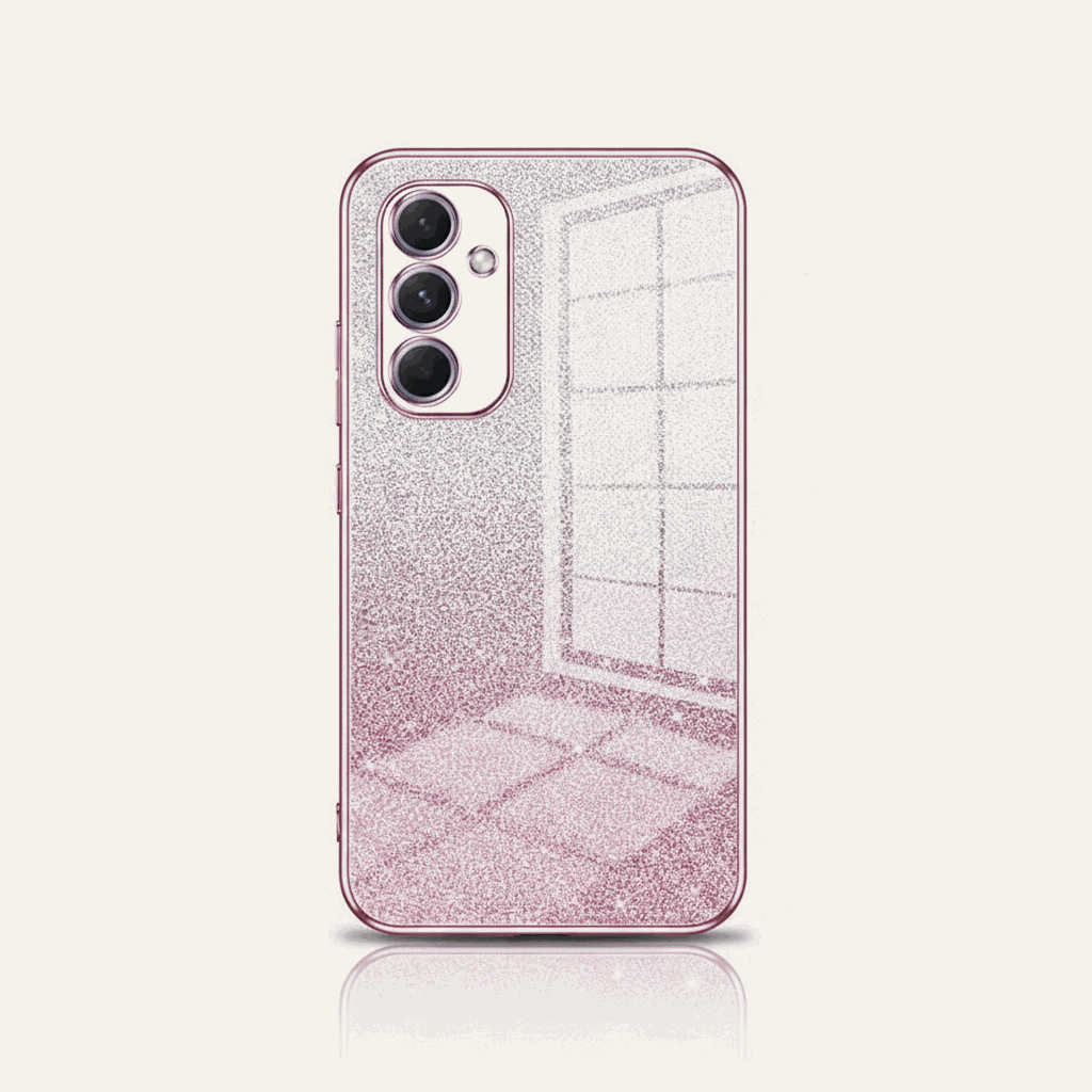 Samsung Galaxy - Glitter Case in pink with a fine sparkling textured finish and raised triple-camera bezel