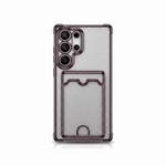 Samsung Galaxy - Glitter Case in silver glitter with a dark rose-gold bumper and integrated rear card holder