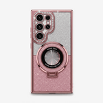 Samsung Galaxy - Glitter MagSafe Case in silver and pink glitter with a rose gold magnetic ring stand and raised camera trim