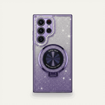 Samsung Galaxy - Glitter MagSafe Case in purple glitter with a raised camera surround and circular magnetic ring stand