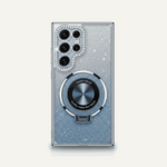 Samsung Galaxy - Glitter MagSafe Case in silver-blue glitter with a raised camera surround and circular magnetic ring stand