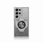 Samsung Galaxy - Glitter MagSafe Case in silver glitter with a jeweled camera surround and magnetic ring stand.