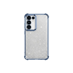 Samsung Galaxy - Glitter Plated Case in silver with a fine sparkling finish and a clear blue-edged bumper around the camera