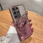 Samsung Galaxy - Glitter Plating Case with Butterfly Holder