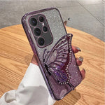 Samsung Galaxy - Glitter Plating Case with Butterfly Holder