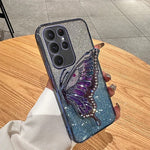 Samsung Galaxy - Glitter Plating Case with Butterfly Holder