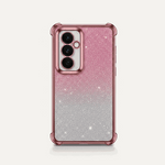 Samsung Galaxy - Glitter Silicone Shockproof Case in pink-to-silver glitter with a clear raised-edge shell and camera surround