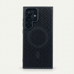 Samsung Galaxy - Heat phone case in black with a raised honeycomb-textured back and precise multi-lens camera cutout