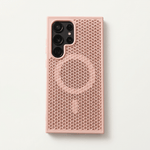 Samsung Galaxy - Heat phone case in blush pink with a raised honeycomb-textured back and multi-camera cutout