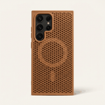 Samsung Galaxy - Heat phone case in copper-brown with a dense honeycomb texture and raised camera opening