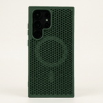 Samsung Galaxy - Heat phone case in dark green with a raised honeycomb texture and a full-coverage camera cutout