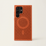 Samsung Galaxy - Heat phone case in burnt orange with a dense honeycomb texture and raised camera surround