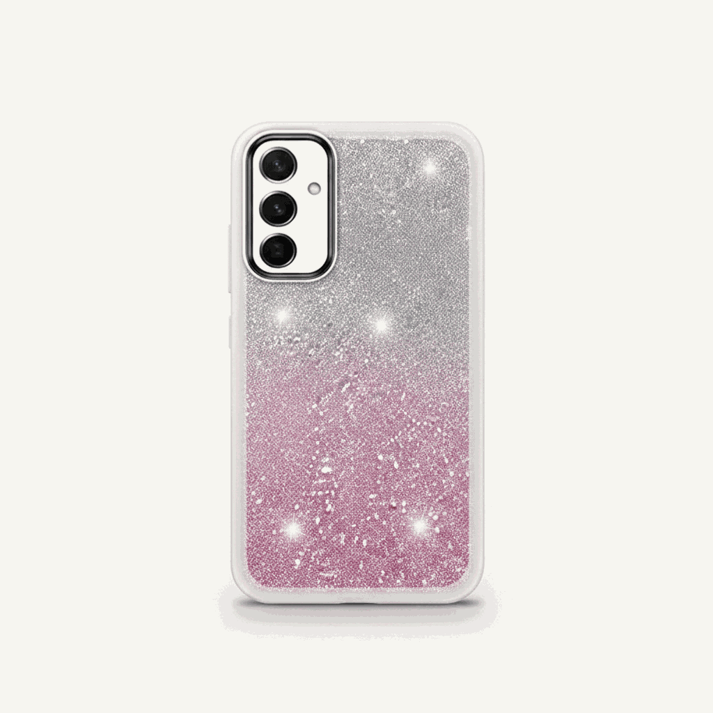 Samsung Galaxy - Luxury Bling clear shockproof case with silver-to-pink glitter finish and raised camera edge