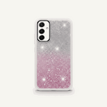 Samsung Galaxy - Luxury Bling clear shockproof case with silver-to-pink glitter finish and raised camera edge