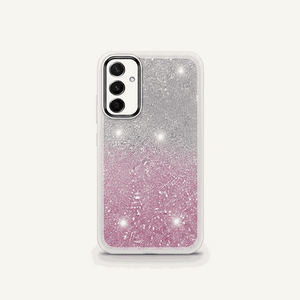 Samsung Galaxy - Luxury Bling clear shockproof case with silver-to-pink glitter finish and raised camera edge