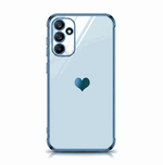 Samsung Galaxy - Luxury Case in clear pale blue with a glossy finish, blue edges and a small teal heart motif