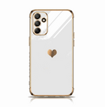 Samsung Galaxy - Luxury Case with a glossy clear finish, gold trim, and a small two-tone metallic heart motif