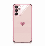 Samsung Galaxy - Luxury Case in pale pink glossy finish with a small darker pink heart and rose-toned edges