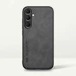 Samsung Galaxy - Luxury Leather case in black textured leather-look material with a slim design and triple camera cutouts