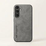 Samsung Galaxy - Luxury Leather case in charcoal gray with a fine-grain textured finish and raised triple-camera surround