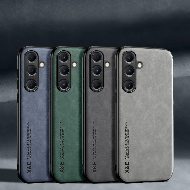 Samsung Galaxy - Luxury Leather Look Case With Magnetic Plate