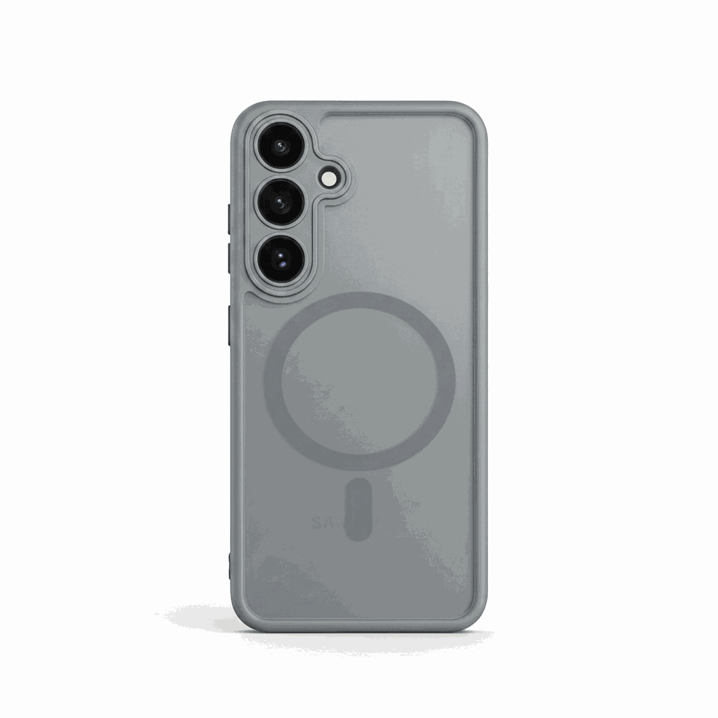 Samsung Galaxy - Luxury Matte translucent grey phone case with a matte finish, three camera cutouts and a magnetic charging ring