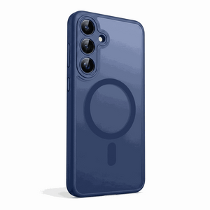 Samsung Galaxy - Luxury Matte case in translucent navy blue with a smooth matte finish, raised camera edges and a MagSafe ring.
