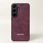 Samsung Galaxy - Luxury Sheepskin Case in burgundy with a soft, suede-like textured finish and slim black edges