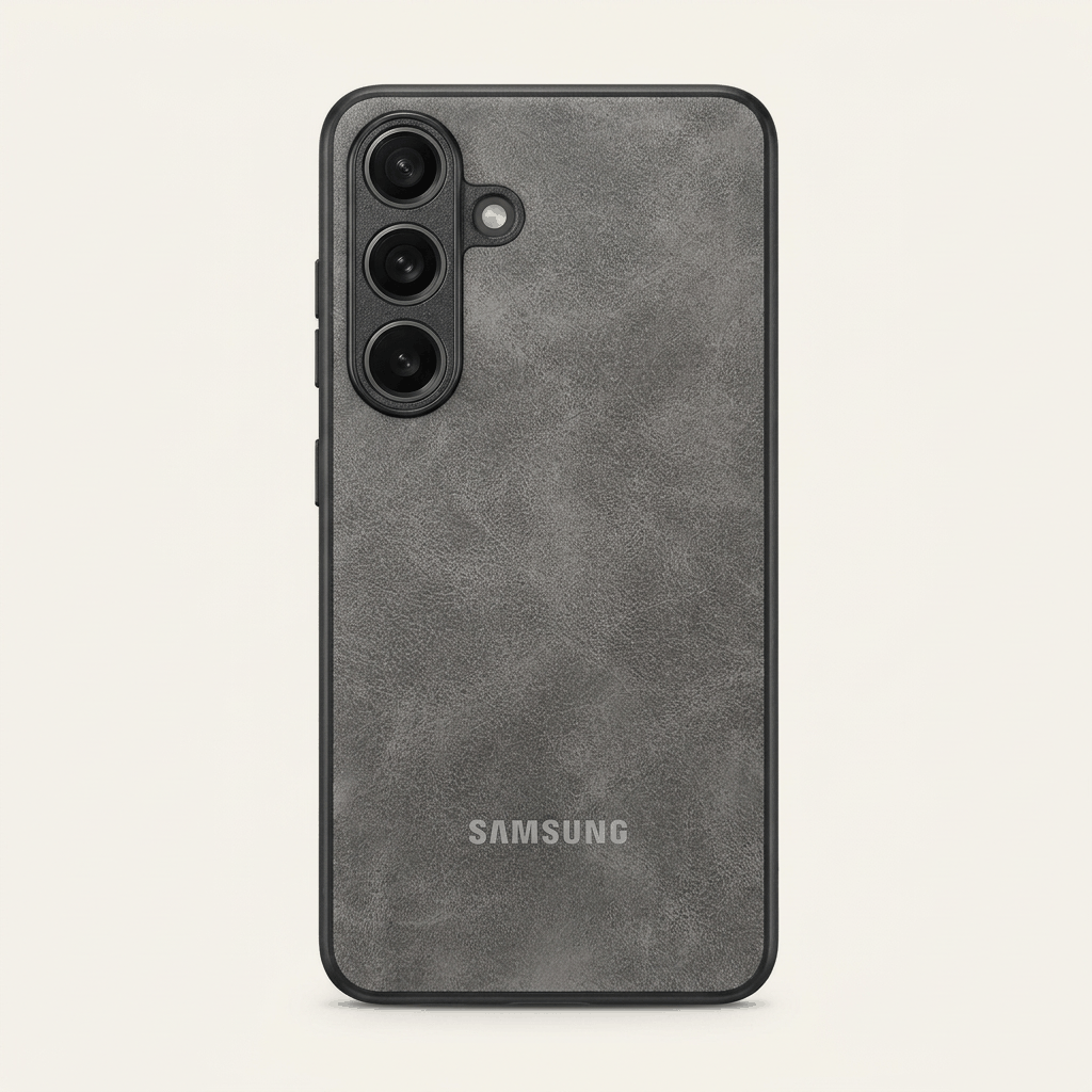Samsung Galaxy - Luxury Sheepskin Case in dark grey with a fine pebbled leather-look texture and slim fitted design