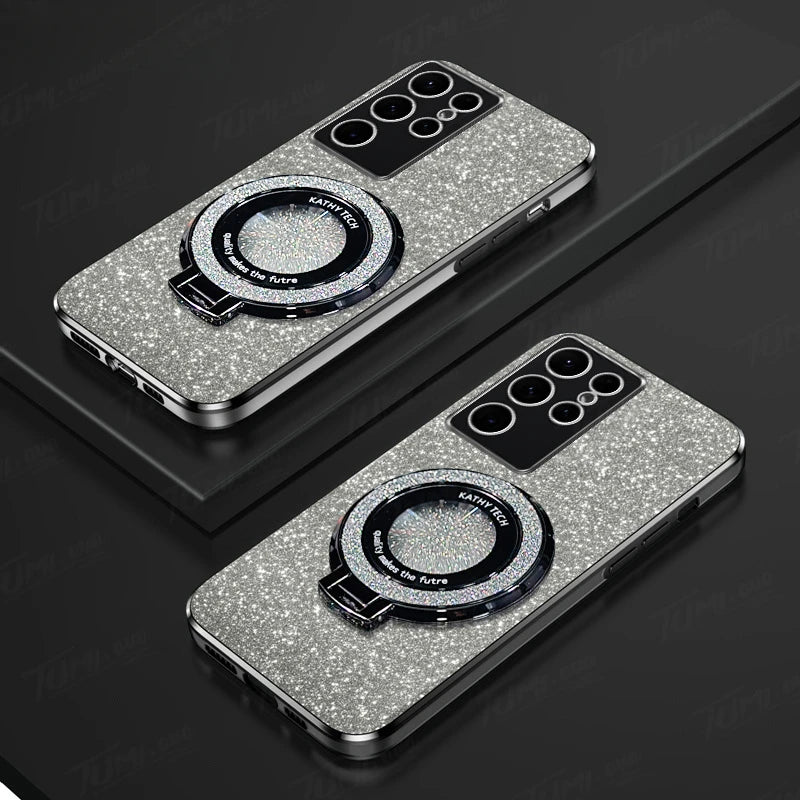 Samsung Galaxy - Magnetic Glitter Case with Stand