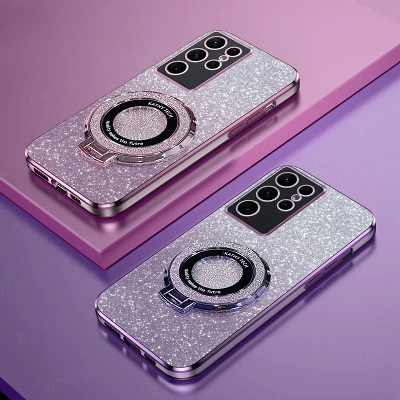 Samsung Galaxy - Magnetic Glitter Case with Stand