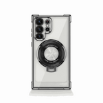 Samsung Galaxy - Magnetic Shockproof Case with a clear back, black reinforced bumper and large circular ring stand