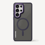 Samsung Galaxy - MagSafe Compatible matte dark gray phone case with purple accents, circular magnetic ring, alignment bar and raised camera surround
