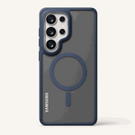 Samsung Galaxy - MagSafe Compatible matte dark grey phone case with navy edges, raised camera guard and magnetic ring