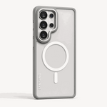 Samsung Galaxy - MagSafe Compatible matte light grey phone case with raised camera surround and circular white magnetic ring