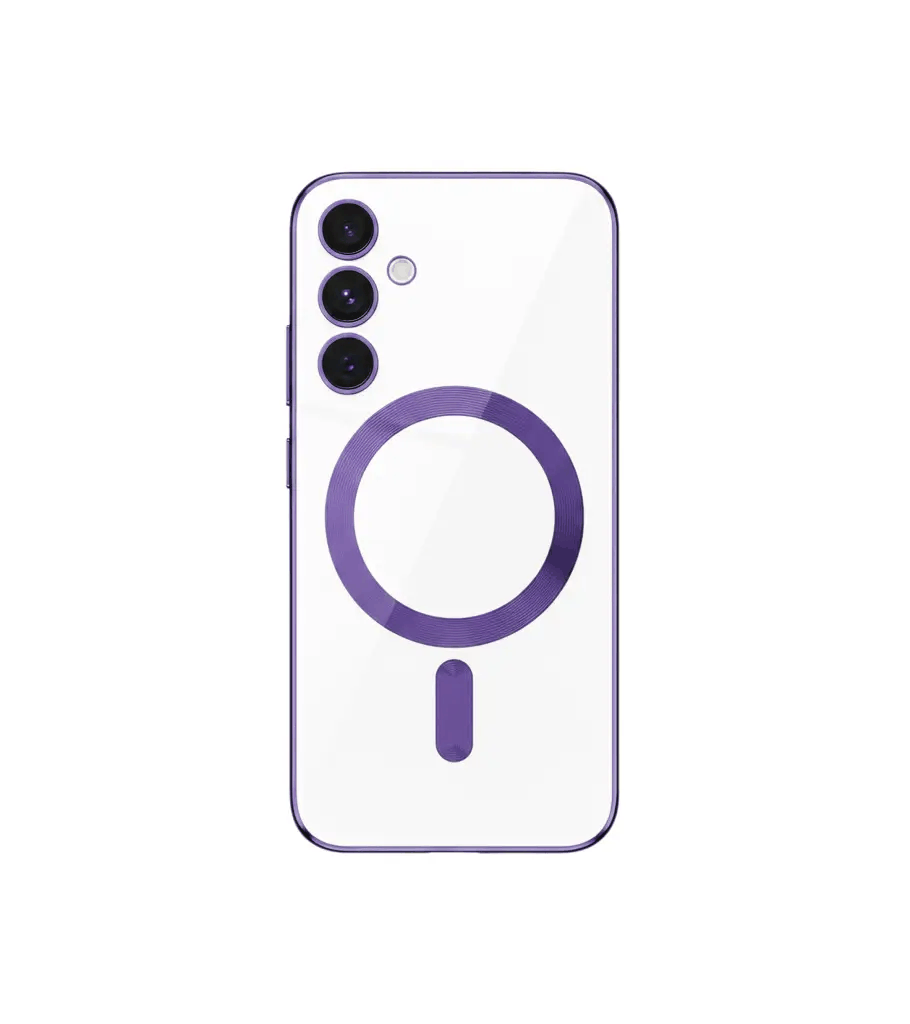 Samsung Galaxy - MagSafe Luxury Shockproof Plated Case with a clear back, purple magnetic ring and raised triple-camera surrounds