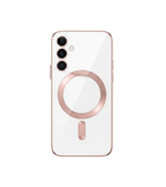 Samsung Galaxy - MagSafe Luxury Shockproof Plated Case with a clear back, rose-gold magnetic ring and matching camera surrounds