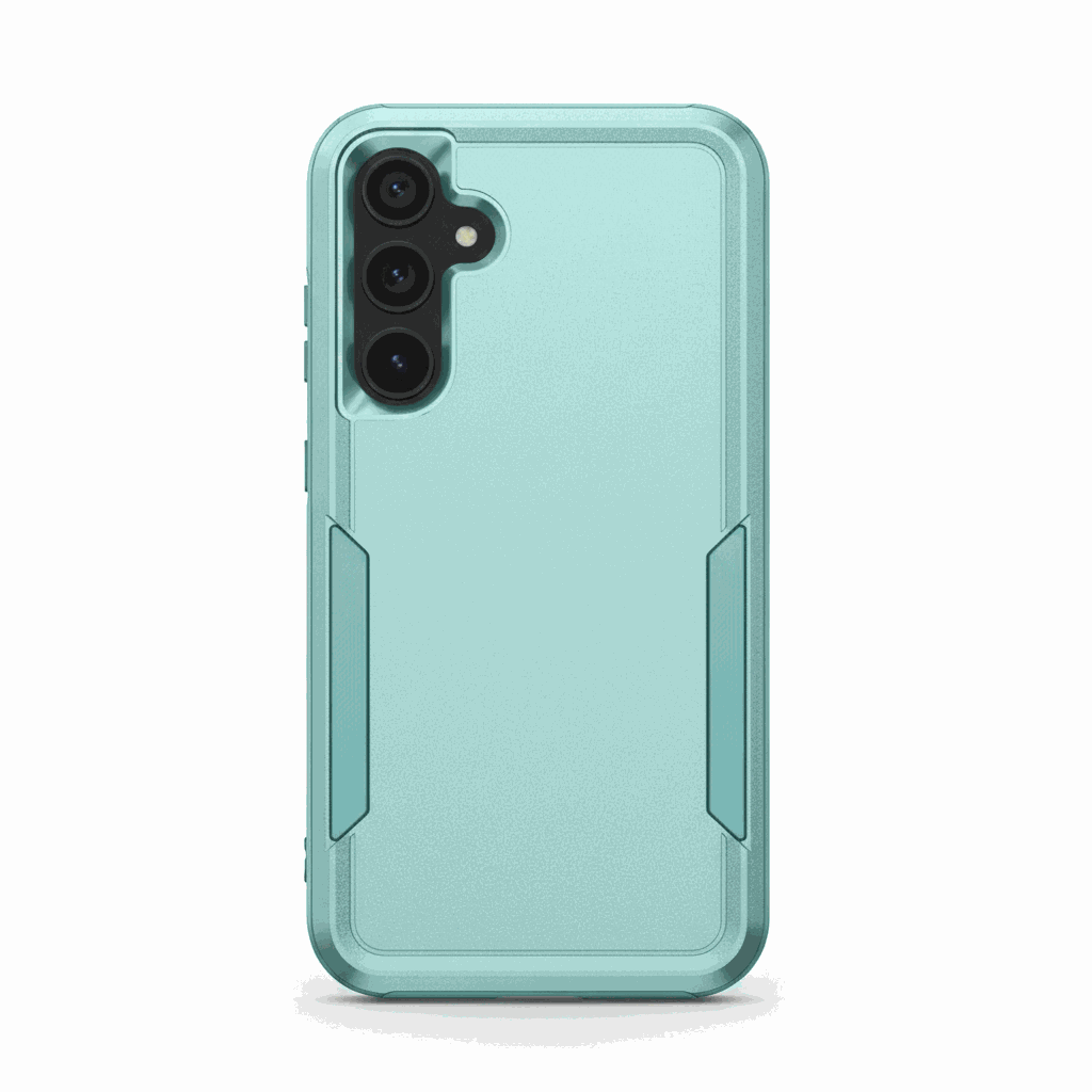 Samsung Galaxy - Military Grade Shockproof Case in translucent mint green with rugged raised edges and a triple-camera cutout