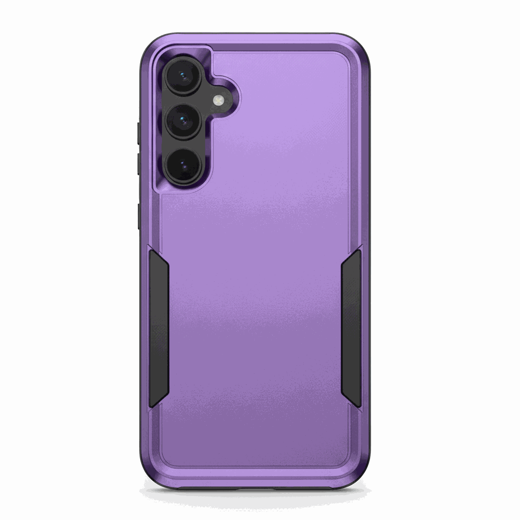 Samsung Galaxy - Military Grade Shockproof Case in purple matte finish with black reinforced edges and a raised triple-camera surround.