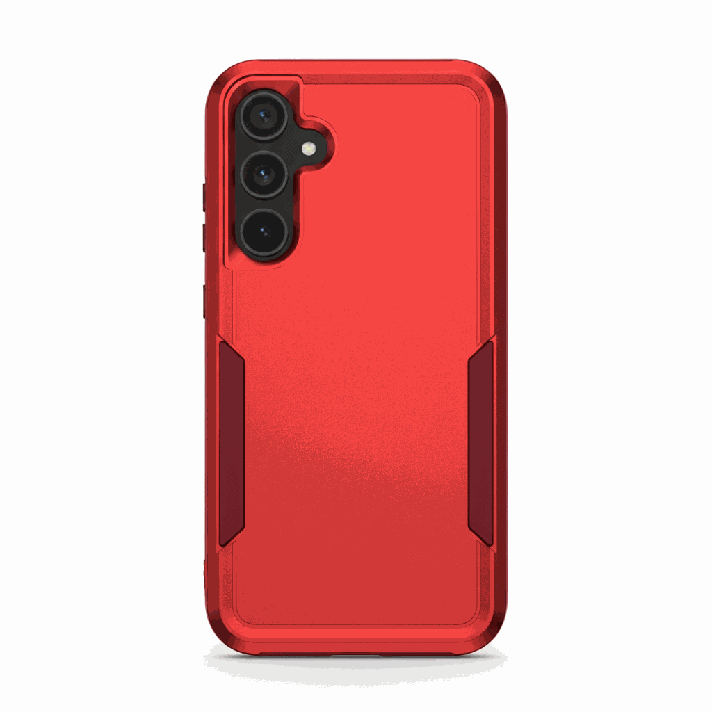 Samsung Galaxy - Military Grade Shockproof Case in red with a rugged matte finish, raised edges and triple-camera cutout