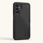 Samsung Galaxy - Phone Case in black matte finish with a rugged raised camera rim and built-in oval kickstand