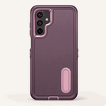 Samsung Galaxy - Phone Case in mauve matte finish with a raised triple-camera rim and pink accent kickstand
