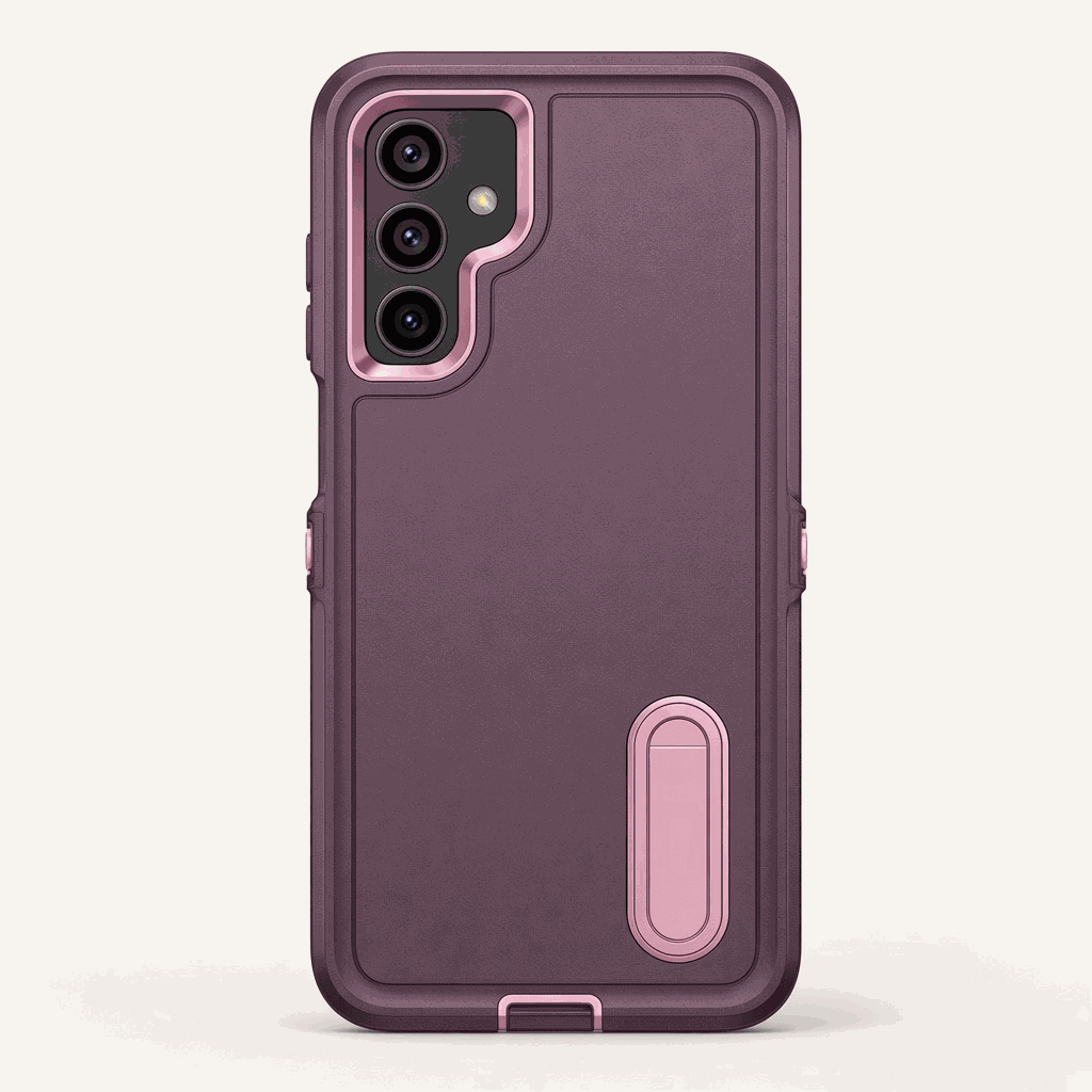 Samsung Galaxy - Phone Case in mauve matte finish with a raised triple-camera rim and pink accent kickstand