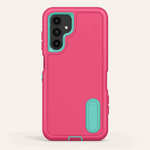 Samsung Galaxy - Phone Case in bright pink matte finish with turquoise camera trim and built-in kickstand