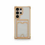 Samsung Galaxy - Pocket Wallet clear case with a gold-tone flexible frame, transparent back and built-in rear card pocket