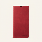 Samsung Galaxy - Premium Leather Look wallet case in red with a smooth leather-look finish, stitched edges and folio cover