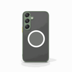 Samsung Galaxy - Shockproof Armor phone case in dark gray matte material with raised edges and a white circular magnetic ring