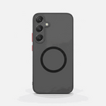 Samsung Galaxy - Shockproof Armor case in dark grey matte finish with a black circular magnetic ring and raised camera cutouts